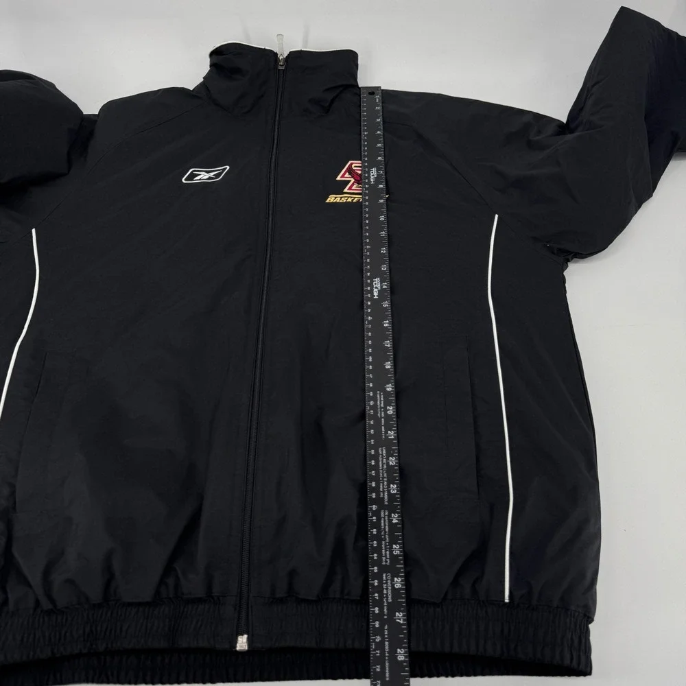 VTG Reebok Boston College Basketball Jacket Mens Small Black Full Zip Puffer